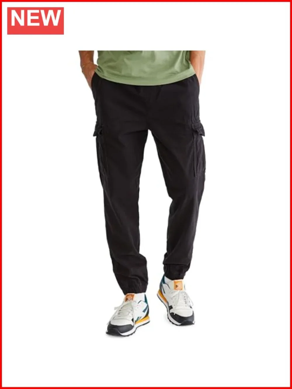 Relaxed Fit Cargo Jogger Pants with Drawstring, Cuffed